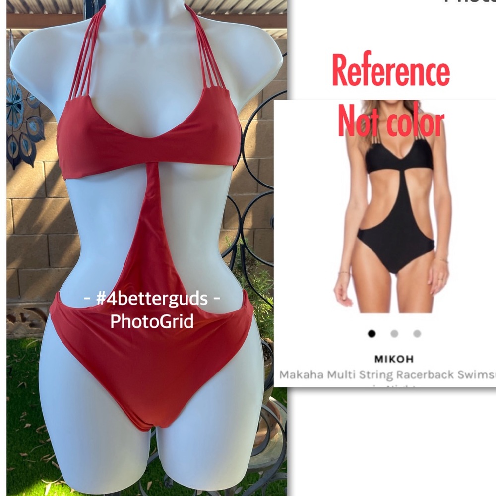 NEW Mikoh Makaha Multi String Racerback Cut out Monokini Swimsuit Paprika Small - Picture 16 of 16